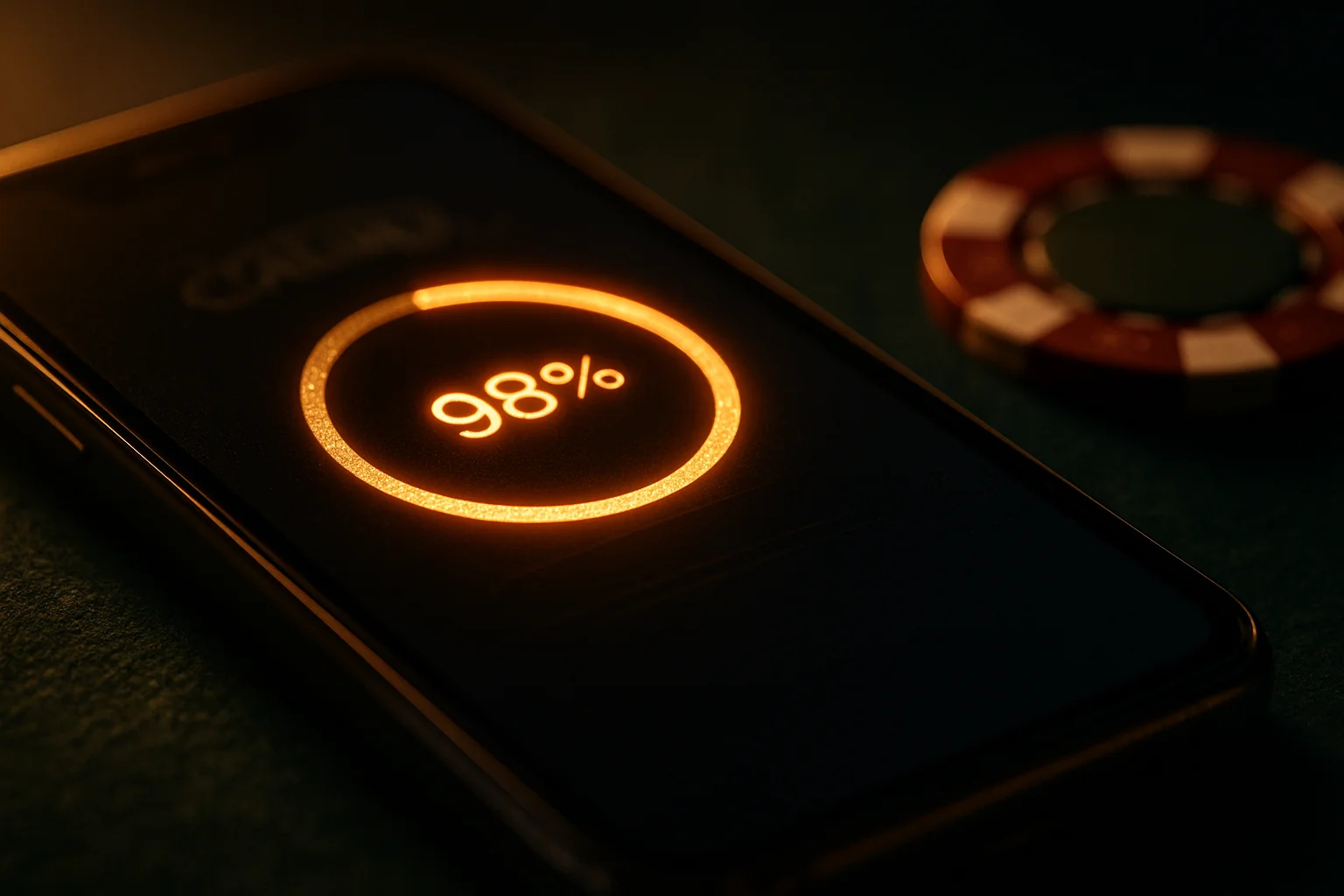 Smartphone screen showing casino app download progress with casino chip